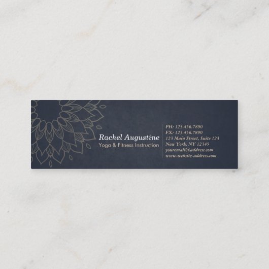 ヨガ瞑想インストラクター金ゴールドフローラ曼荼羅 スキニー名刺 (裏面)