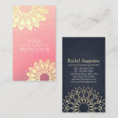ヨガ瞑想インストラクター金ゴールドフローラ曼荼羅 名刺 (正面/裏面)