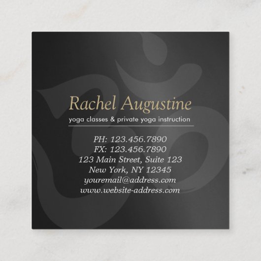 ヨガ瞑想インストラクター金ゴールドマンダラオムシンボル スクエア名刺 (裏面)