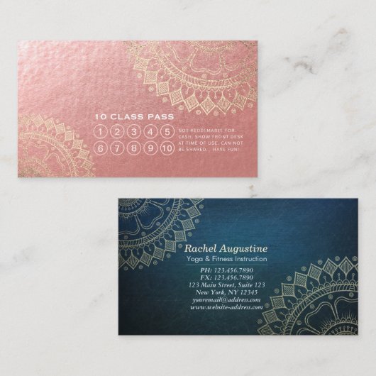 ヨガ瞑想インストラクター金ゴールドマンダラクラスパス ロイヤリティカード (正面/裏面)