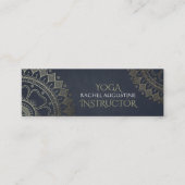 ヨガ瞑想インストラクター金ゴールドマンダラネイビーブルー スキニー名刺 (正面)