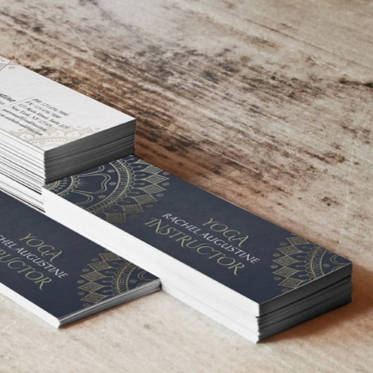 ヨガ瞑想インストラクター金ゴールドマンダラネイビーブルー スキニー名刺