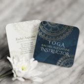 ヨガ瞑想インストラクター金ゴールドマンダラネイビーブルー スクエア名刺