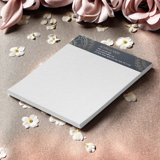 ヨガ瞑想インストラクター金ゴールドマンダラネイビーブルー ノートパッド