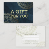 ヨガ瞑想インストラクター金ゴールドマンダラネイビーブルー 割引カード (正面/裏面)