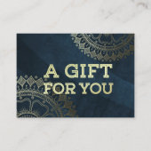 ヨガ瞑想インストラクター金ゴールドマンダラネイビーブルー 割引カード (正面)