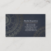 ヨガ瞑想インストラクター金ゴールドマンダラネイビーブルー 名刺 (裏面)