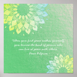 ヨガ瞑想インストラクター金ゴールドマンダラフラワーポー ポスター