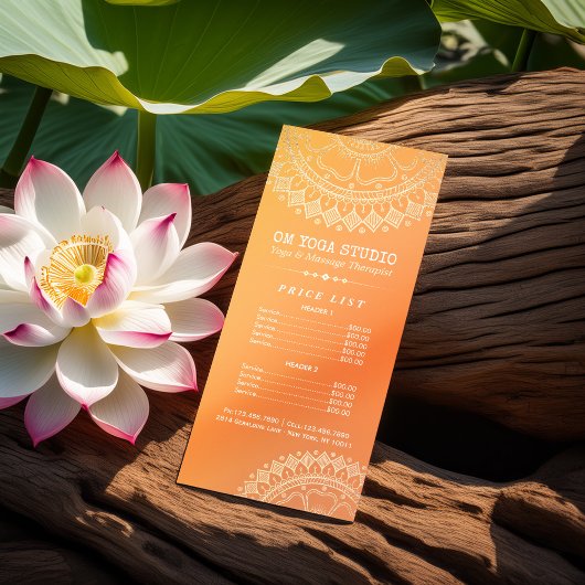 ヨガ瞑想インストラクター金ゴールド曼荼羅価格表 ラックカード