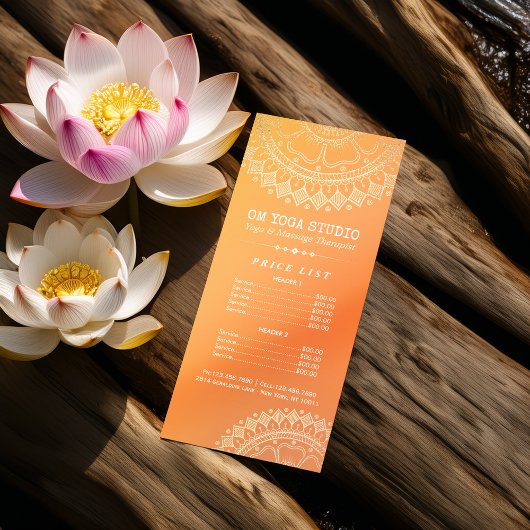 ヨガ瞑想インストラクター金ゴールド曼荼羅価格表 ラックカード