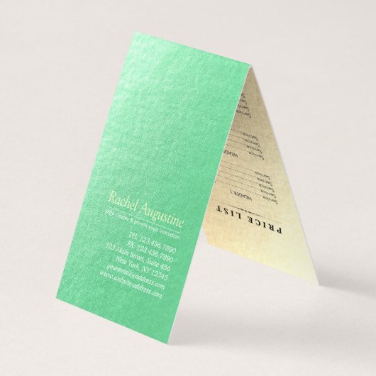 ヨガ瞑想インストラクター金ゴールド曼荼羅価格表 名刺 (裏面)