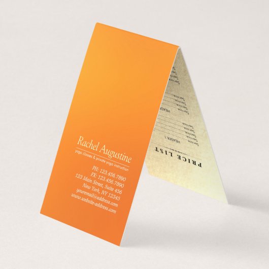 ヨガ瞑想インストラクター金ゴールド曼荼羅価格表 名刺 (裏面)