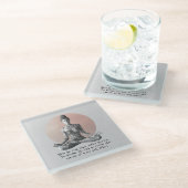 ヨガ瞑想インストラクター霊気マスターロータスポーズ ガラスコースター (アングル)