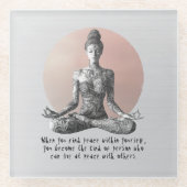 ヨガ瞑想インストラクター霊気マスターロータスポーズ ガラスコースター (正面)