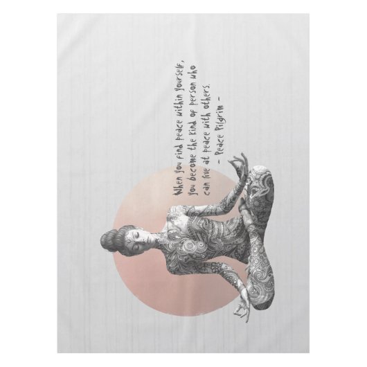 ヨガ瞑想インストラクター霊気マスターロータスポーズ テーブルクロス (正面)