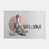 ヨガ瞑想インストラクター霊気マスターロータスポーズ ドアマット (正面)