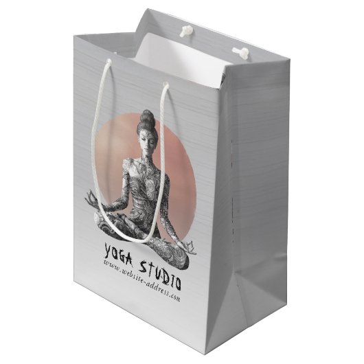 ヨガ瞑想インストラクター霊気マスターロータスポーズ ミディアムペーパーバッグ (正面アングル)