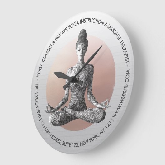 ヨガ瞑想インストラクター霊気マスターロータスポーズ ラージ壁時計 (傾斜)