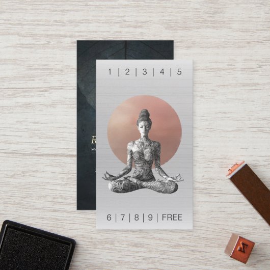 ヨガ瞑想インストラクター霊気マスターロータスポーズ ロイヤリティカード (正面/裏面インサイチュ)
