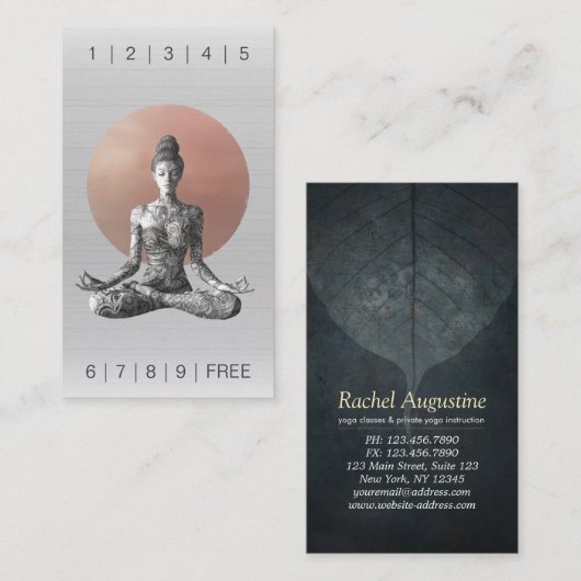 ヨガ瞑想インストラクター霊気マスターロータスポーズ ロイヤリティカード (正面/裏面)