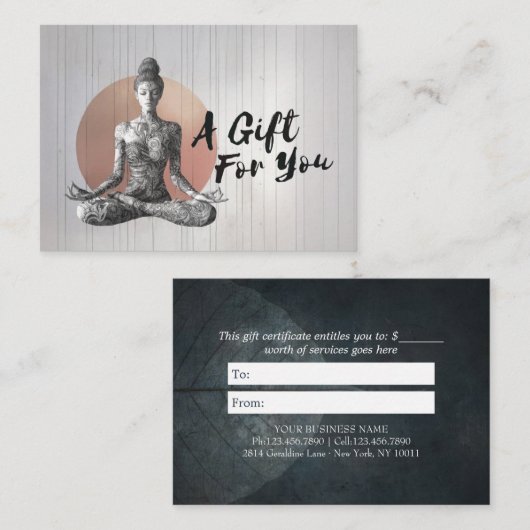 ヨガ瞑想インストラクター霊気マスターロータスポーズ 割引カード (正面/裏面)