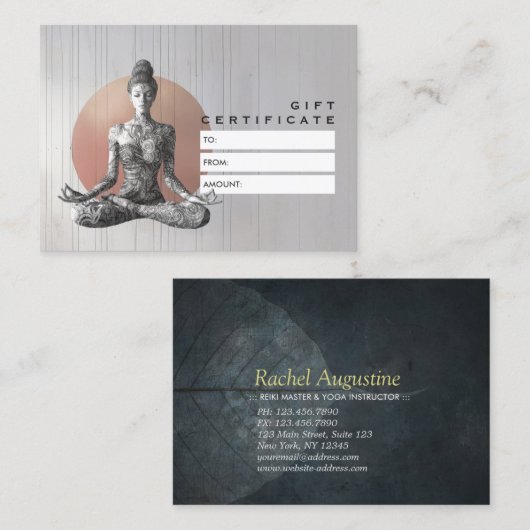 ヨガ瞑想インストラクター霊気マスターロータスポーズ 割引カード (正面/裏面)