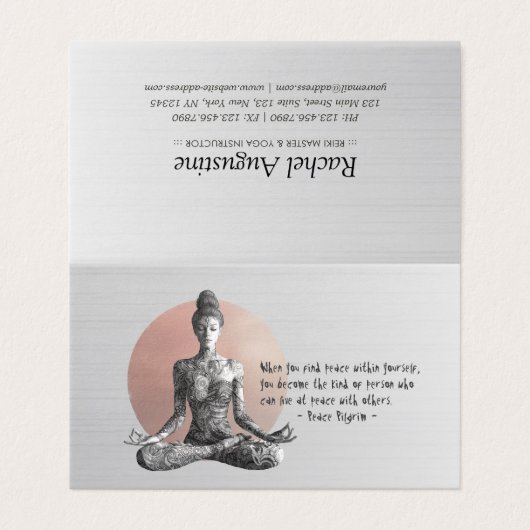 ヨガ瞑想インストラクター霊気マスターロータスポーズ 名刺 (外部フラット)