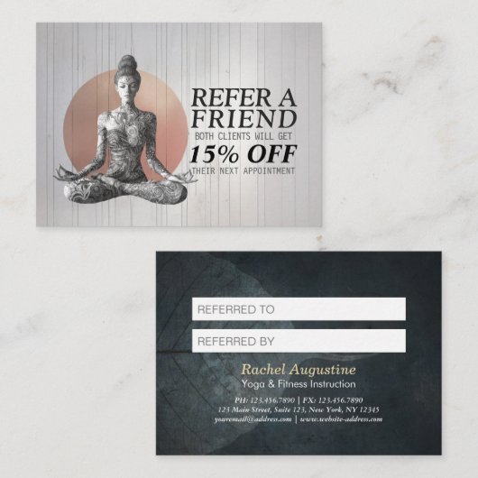 ヨガ瞑想インストラクター霊気マスターロータスポーズ 紹介カード (正面/裏面)