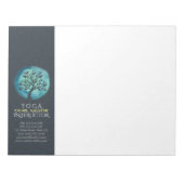 ヨガ瞑想インストラクター エレガントな水彩画の木 ノートパッド (正面)