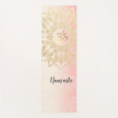 ヨガ瞑想インストラクター ゴールド マンダラ OM シンボル ヨガマット (正面)