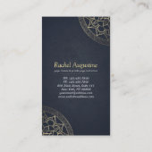 ヨガ瞑想インストラクター シック ブラック ゴールド マンダラ 名刺 (裏面)