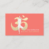 ヨガ瞑想インストラクター ツリー ポーズ ゴールド OM サイン 名刺 (正面)