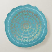 ヨガ瞑想インストラクター 緑 青 金 マンダラ ラウンドクッション (裏面)