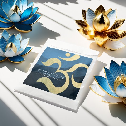 ヨガ瞑想インストラクター 青と金のオームシンボル フェイバーバッグ