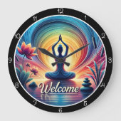 ヨガ瞑想ウェルカムクロック ラージ壁時計 (正面)