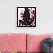 ヨガ瞑想キャンバスをする紫の禅の女性 キャンバスプリント (インサイチュ (リビング))