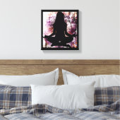 ヨガ瞑想キャンバスをする紫の禅の女性 キャンバスプリント (インサイチュ (寝室))