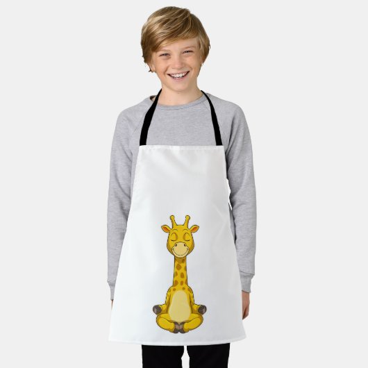 ヨガ瞑想キリン エプロン (着用した状態)