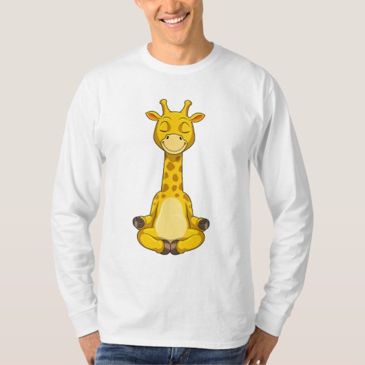ヨガ瞑想キリン Tシャツ (正面)