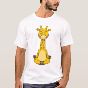 ヨガ瞑想キリン Tシャツ