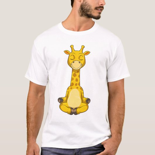 ヨガ瞑想キリン Tシャツ (正面)