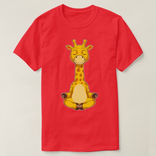 ヨガ瞑想キリン Tシャツ (デザイン正面)