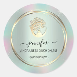 ヨガ瞑想セラピストソフホログラフミント ラウンドシール