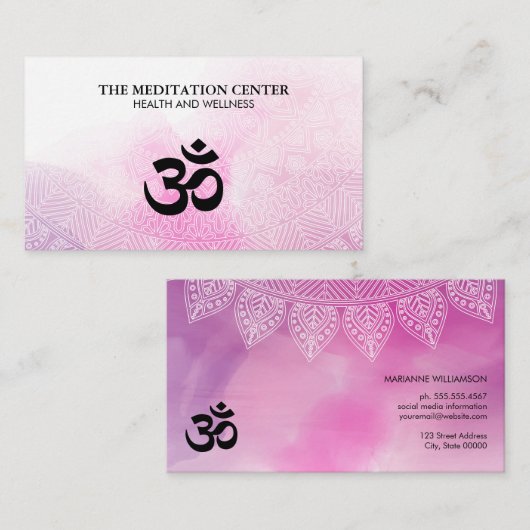 ヨガ瞑想トライバルパターン |水彩 名刺 (正面/裏面)