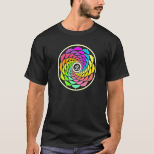 ヨガ瞑想フィットネススピリチュアルオムロータスフラワー Tシャツ