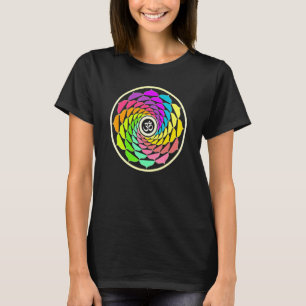 ヨガ瞑想フィットネススピリチュアルオムロータスフラワー Tシャツ