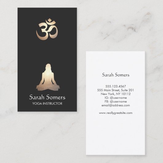 ヨガ瞑想ポーズオムシンボル 名刺 (正面/裏面)