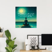 ヨガ瞑想ポーズオンロックムーンスター海引用文 ポスター (ホームオフィス)