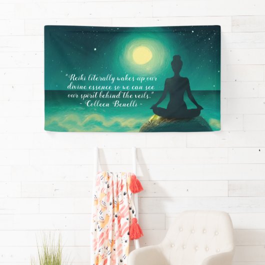 ヨガ瞑想ポーズオンロックムーンスター海引用文 横断幕 (インサイチュ)