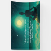 ヨガ瞑想ポーズオンロックムーンスター海引用文 横断幕 (縦)